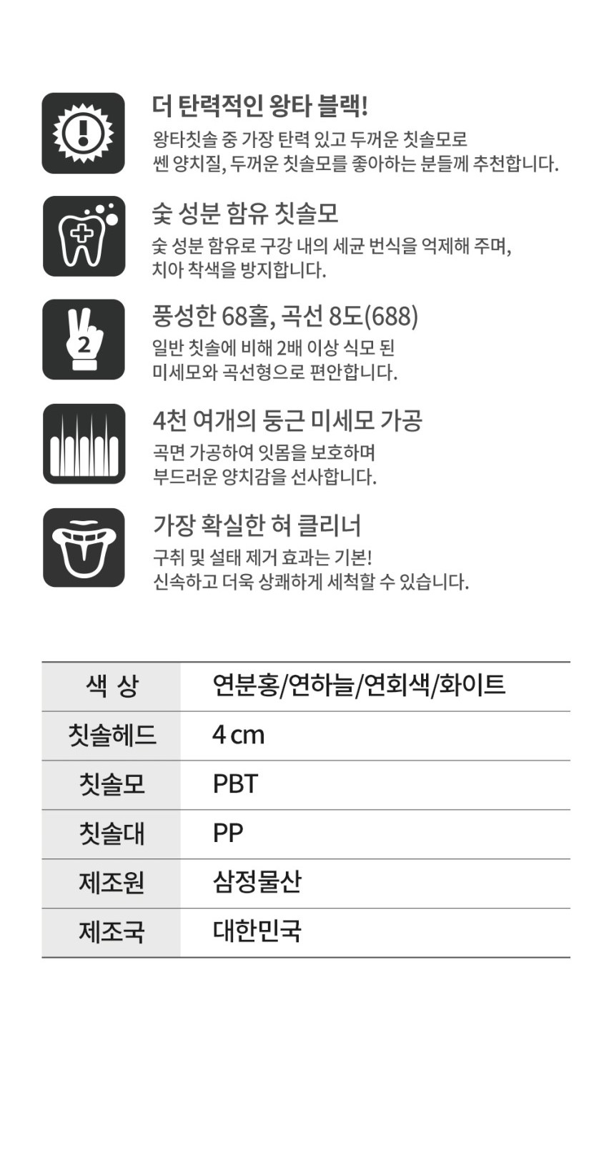 더 쎈 왕타 블랙 왕칫솔 대왕칫솔-4개입-1세트